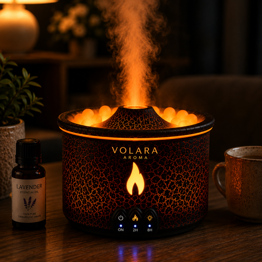 VolcanoGlow™ Flame Humidifier — 360ml Aromatherapy Diffuser with Night Light, Remote & Timer